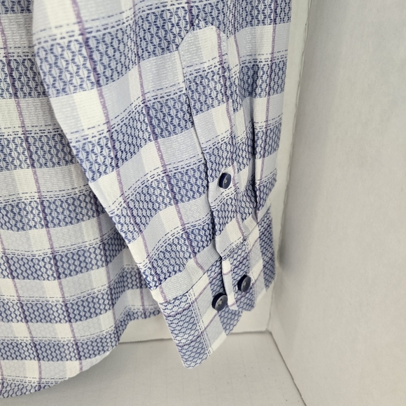 Tasso Elba Mens Button Up Shirt Blue Check Small Textured New - Picture 4 of 7